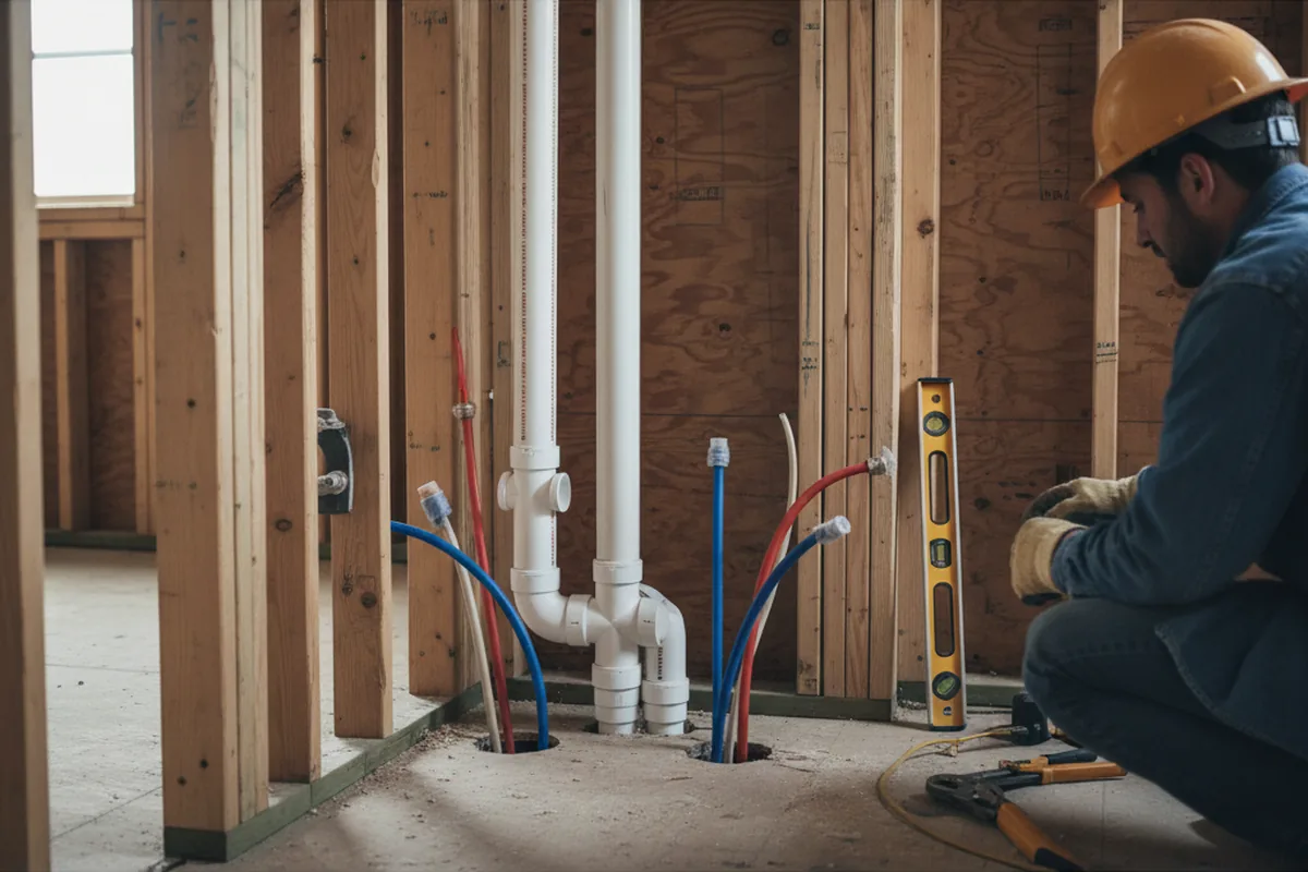 Drain and supply rough-in during Drain Cleaning in Pomfret Center