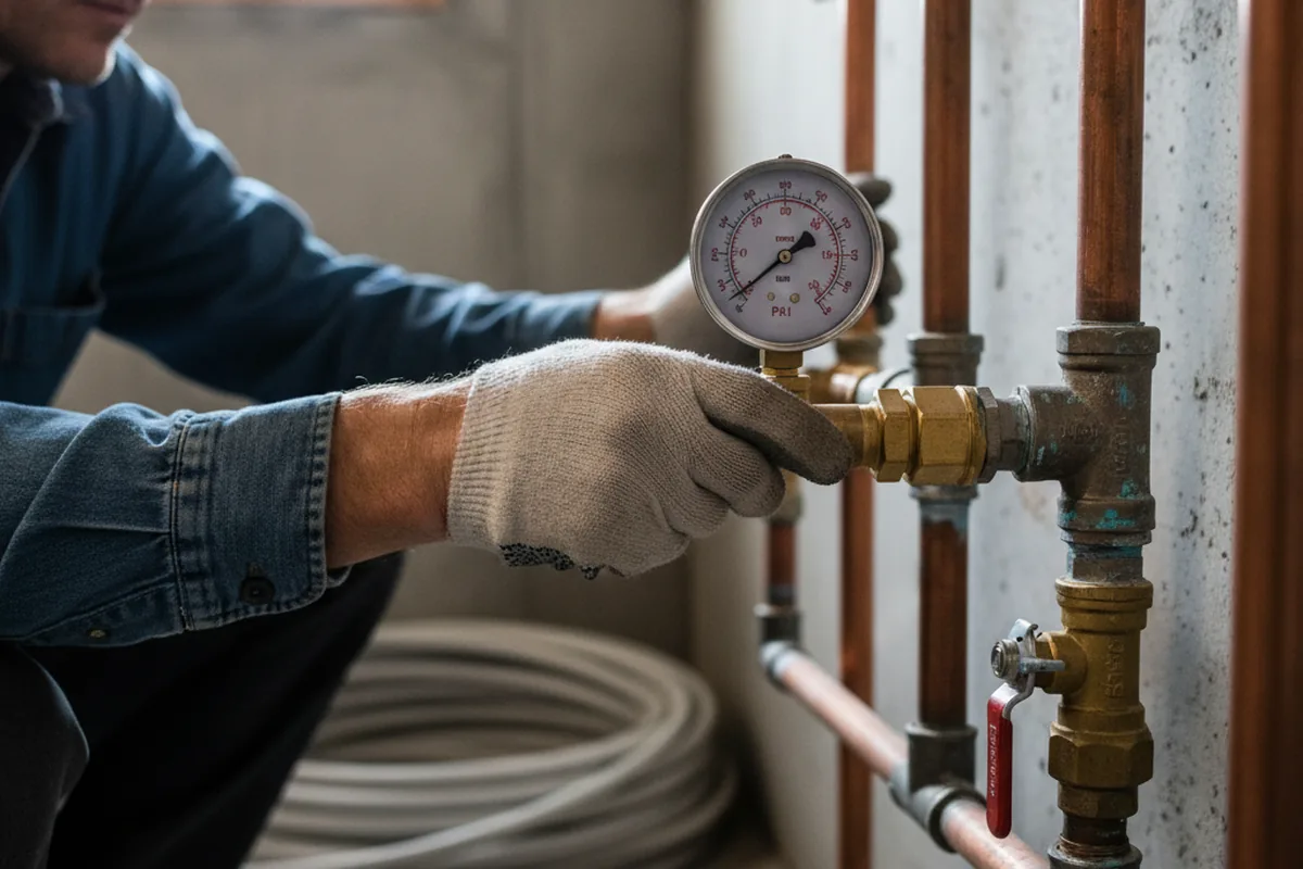 Pressure testing a repaired line during Water Line Repair in Pomfret Center